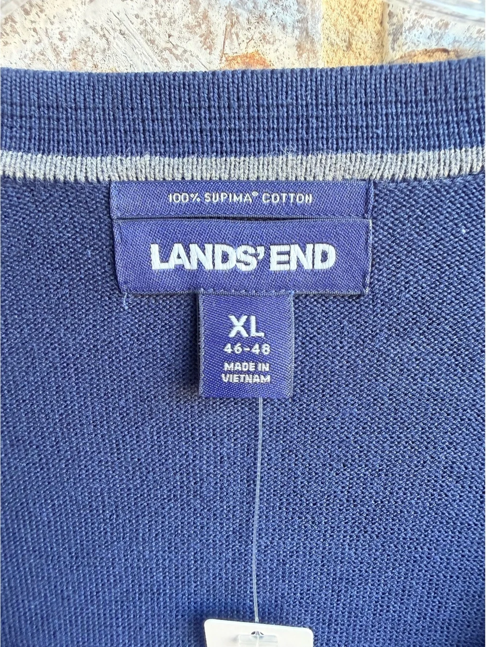Lands’ End NWT Long Sleeve V-Neck Button Up Navy Blue Cardigan Sweater Size XL